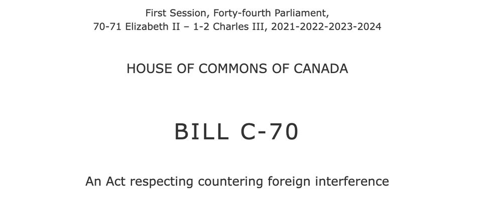 Bill C-70: Countering Foreign Interference Act (2024)